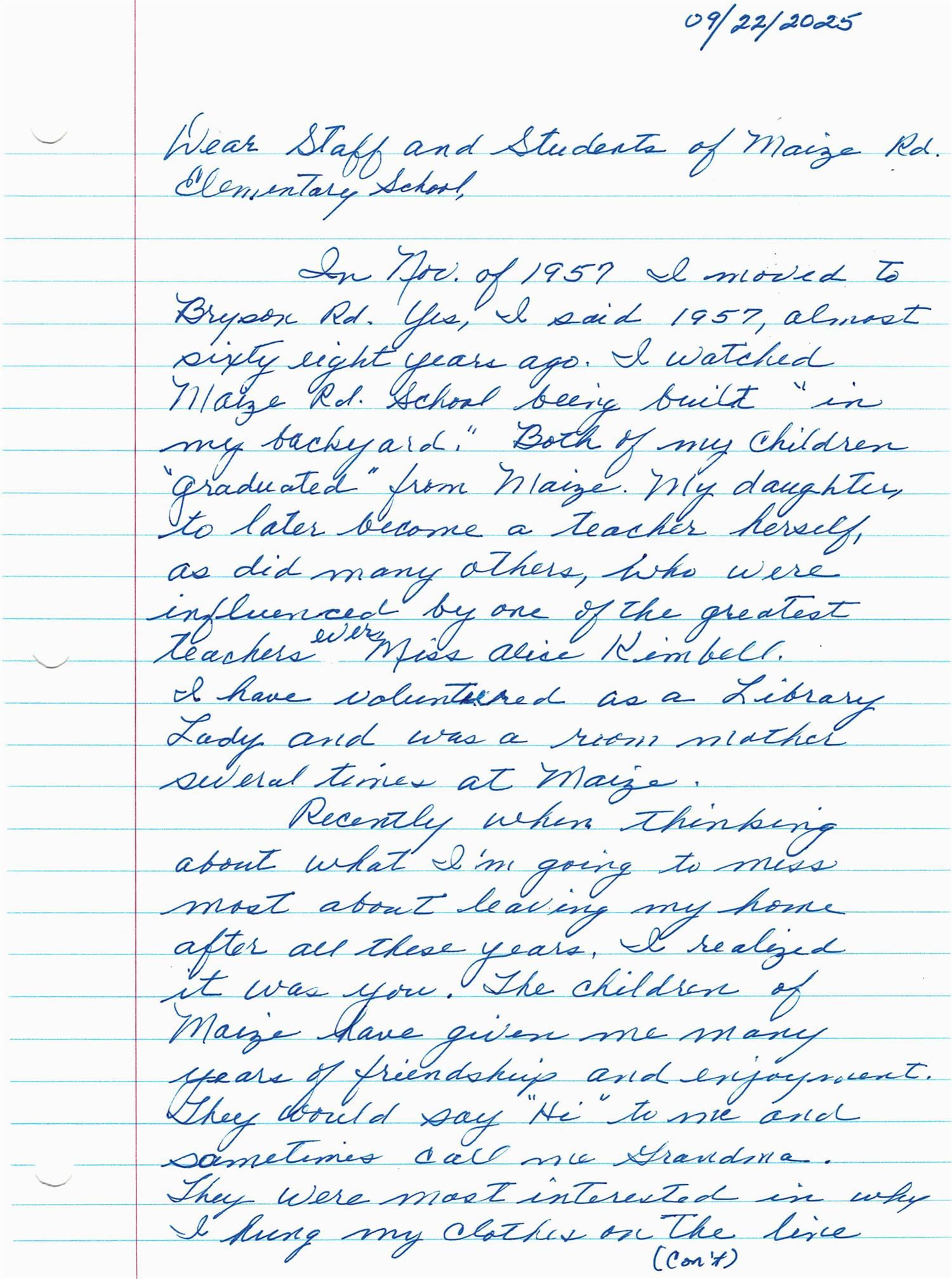 letter from neighbor page 1